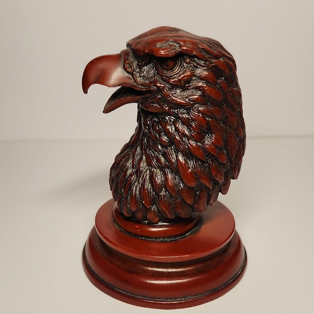  Vintage-style bald eagle head figurine with a Rich Burgundy Finish